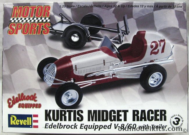 Revell 1/25 Kurtis Midget Racer V-8 With Trailer, 85-4249 plastic model kit